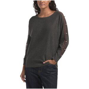 COCOBLEU Lace Button Dolman Sweater